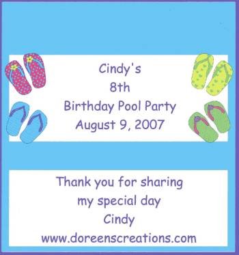 POOL PARTY PERSONALIZED HERSHEY 1.55 OZ WRAPPER FREE SHIPPING