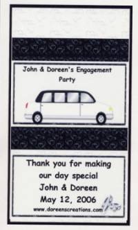 WEDDING LIMO ENGAGEMENT PARTY PERSONALIZED KIT KAT 1.5 OZ WRAPPER FREE SHIPPING
