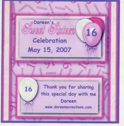 Sweet Sixteen Hershey 1.55 oz Personalized Free Shipping