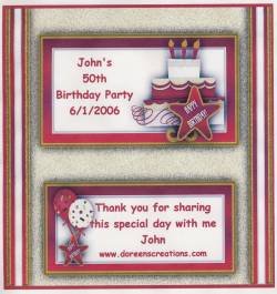 Birthday Cake Hershey 1.55 oz Personalized Free Shipping