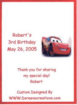 Cars Personalized Cratyon Label