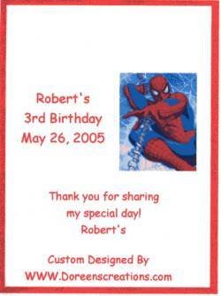 Spiderman Crayon Label Personalized Free Ship
