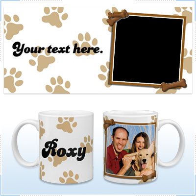 11oz White Ceramic Mug - Paw Prints Dog