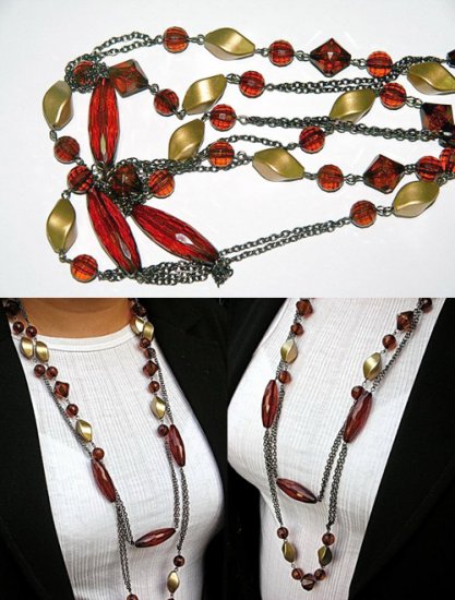 Red and Gold Bead Necklace BN_003