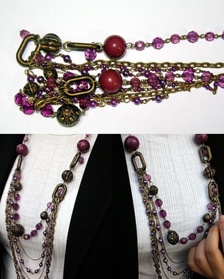 Pink & Red Bean Bead Necklace BN_005
