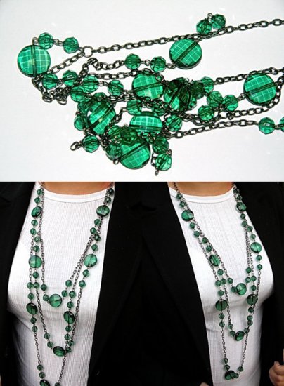Emerald Green Crystal Like Bead Necklace BN_006
