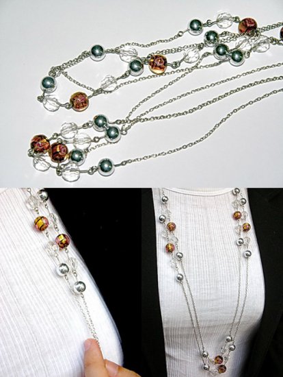 Multi Color Double Layer Bead Necklace BN_008