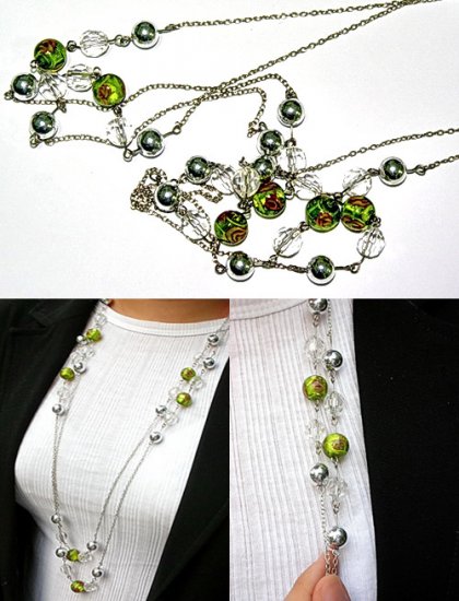 Green Bead Double Layer Necklace BN_011