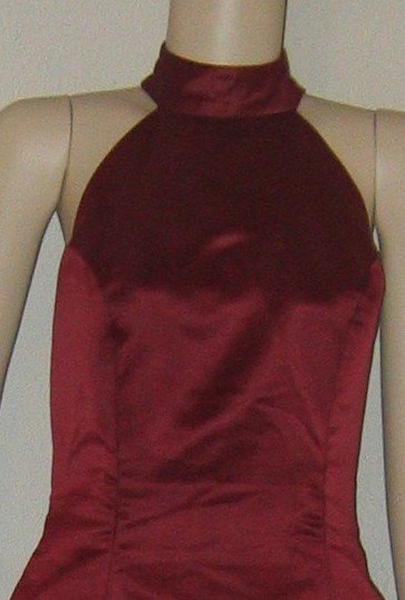 Burgundy/Wine Choker-Style Formal/Prom Dress-X Long