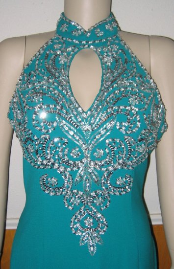 Bella Diosa Emerald Green with Silver Sequins Gown