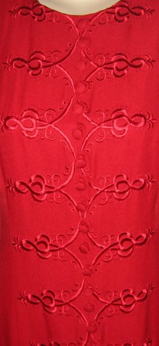 Ann Tobias Red Soutache Embroidered Tea Length Gown