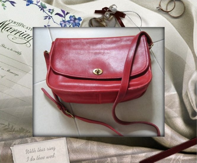 AUTHENTIC RED COACH LEGACY city bag leather women's bag purse handbag