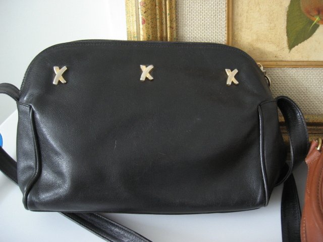 18. AUTHENTIC PALOMA PICASSO women's purse bag handbag leather black made in italy