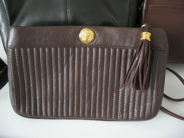 25. AUTHENTIC ANNE KLEIN CLUTCH WOMEN'S BAG HANDBAG MAKEUP POCHETTE LEATHER brown