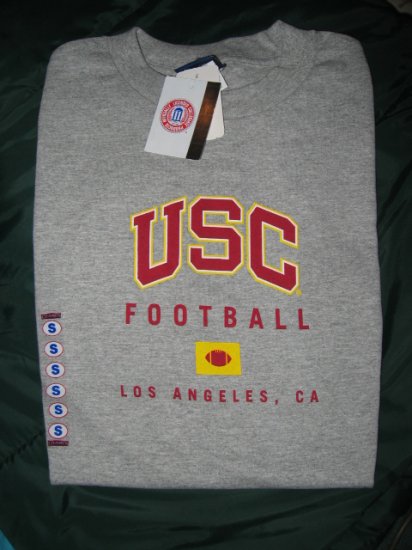 NEW USC TROJAN GRAY SHIRT SMALL UNIVERSITY SOUTHERN CALIFORNIA FOOTBALL OFFICIAL COLLEGE T-SHIRT
