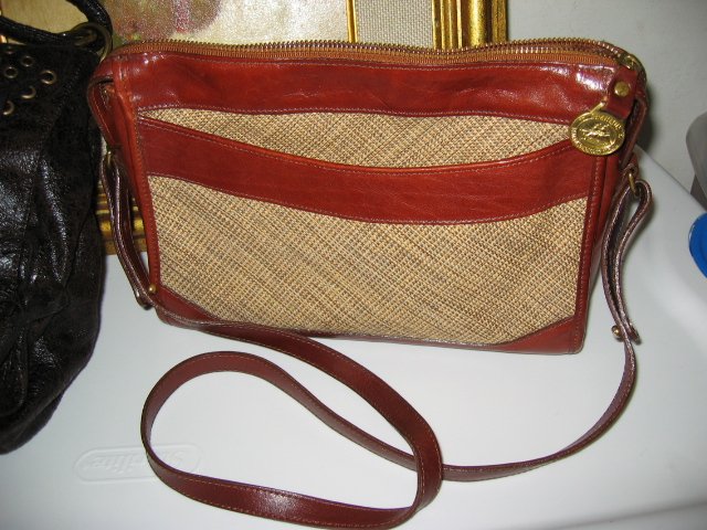 AUTHENTIC BRAHMIN PURSE TWEED brown LEATHER WOMEN'S BAG HANDBAG accessory clothes