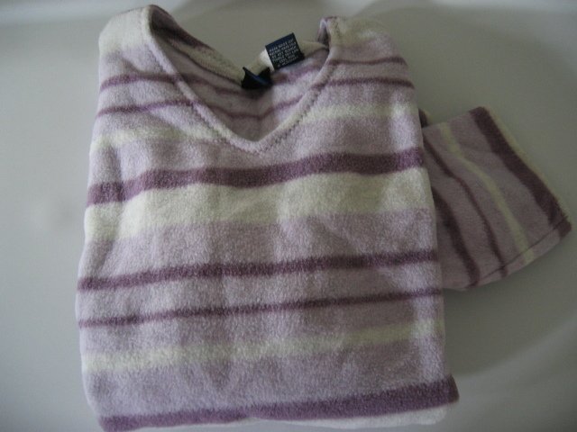 CLOTHES WOMEN'S FLANNEL SWEATER TOP SHIRT So purple/white stripe L ladies