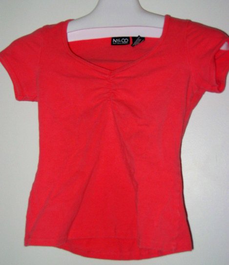 SHIRT CLOTHES ny&co pink s girls V-NECK ROUCHING