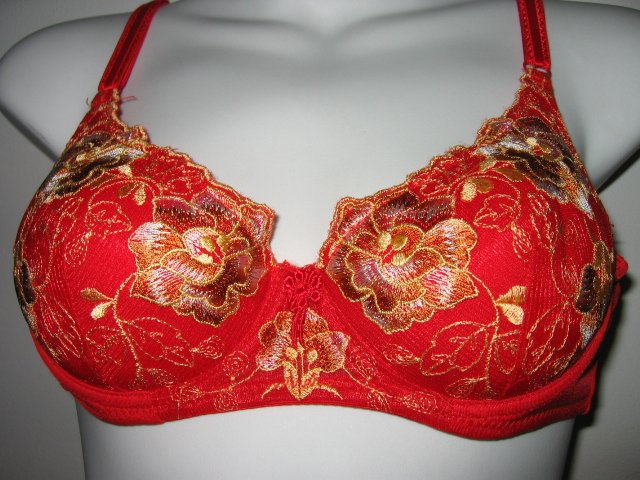 #1 RED - 70 32B WOMEN'S CLOTHES SEXY LACY gold BRA LINGERIE PANTY SEX
