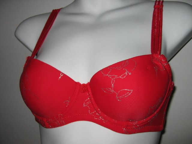 #4 RED - 70 32B WOMEN'S CLOTHES SEXY LACY silver roses BRA LINGERIE PANTY SEX tube top
