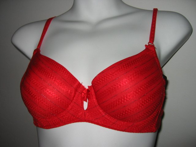 #5 RED - 80 36A WOMEN'S CLOTHES SEXY LACY silver stripe BRA LINGERIE PANTY SEX tube top