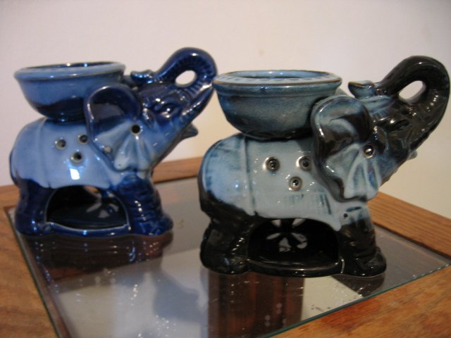 2 ELEPHANT incense oil COLLECTIBLE aromatherapy FIGURINE CHARM CANDLE HOME DECOR plant bowl