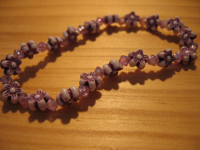 PURPLE FLOWER BEADED AMETHYST BRACELET KID'S GIRL'S WOMEN'S ACCESSORIES JEWELRY