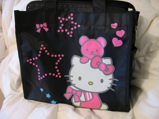 sold - HELLO KITTY LUNCH BAG TOTE black WOMEN'S KIDS ACCESSORY PICNIC PURSE BAG