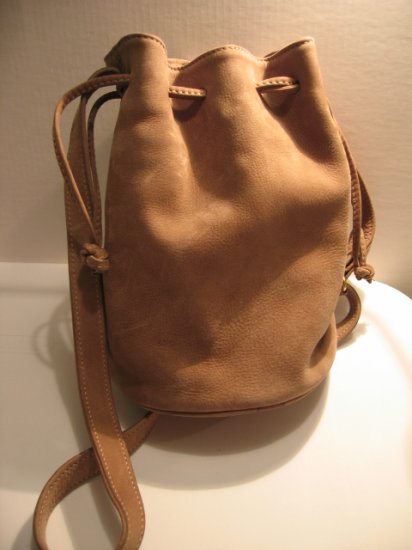 AUTHENTIC COACH SUEDE BUCKET DRAWSTRING BAG WOMEN'S HANDBAG PURSE LEATHER tote tan brown vintage