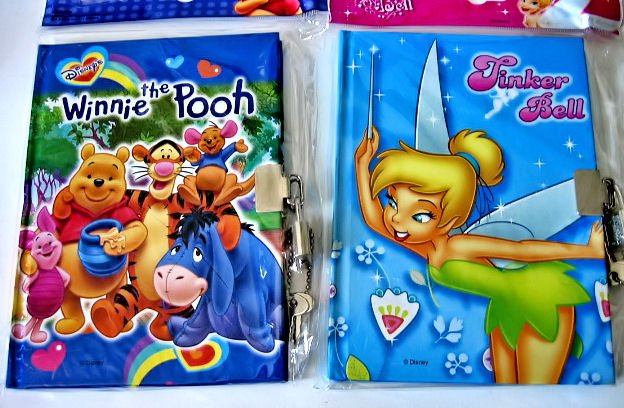 C - 2 BOOKS BOOK DIARY tinkerbell DISNEY'S PRINCESS WINNIE THE POOH CINDERELLA PARTY FAVORS TOYS