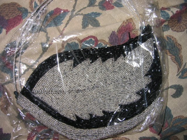 as-is BEAD BEADED SEQUIN PURSE BAG HANDBAG FORMAL WEAR WOMEN'S CLOTHES ACCESSORY GRAY BLACK silver