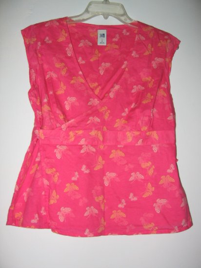 OLD NAVY PINK sz M butterfly KIMONO TOP SHIRT T-SHIRT TANK WOMEN'S CLOTHES