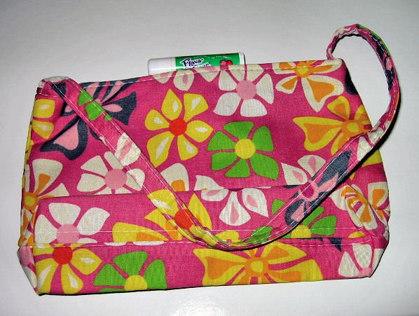 pink CANVAS FLORAL TOTE WOMEN'S ACCESSORY BAG PURSE HANDBAG SO CUTE makeup bag