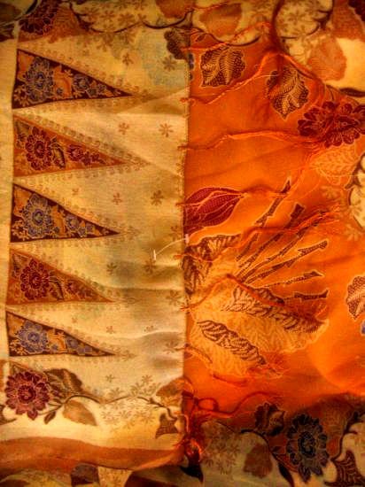brown batik ethnic floral scarf shawl women's clothes accessory see-through party sheer