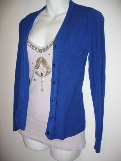 SOLD - royal blue cardigan sweater women's clothes stretchy comfy