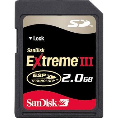 Sandisk 2GB SD Secure Digital Extreme III Memory Card photo electronic camera accessory professional