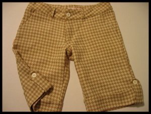 tosca CHECKERED CAPRI CAPRIS PANTS SHORTS CREME TAN WOMEN'S CLOTHES JUNIORS TWILL sz S