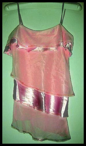 NEW TIER TANKTOP TOP shirt PASTEL PINK SOFT SHIMMERY GLITTER SEQUIN WOMEN'S