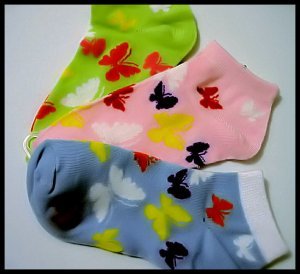 NEW E* SOCKS BUTTERFLY women's GIRL'S ACCESSORIES CLOTHES short ankle length tennis running jogging