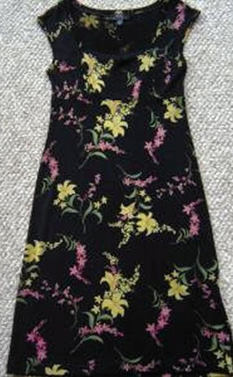 BCBG Maxaria Black Sexy Floral Stretch Dress sz M women's clothes clothing party cocktail