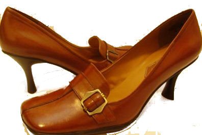 ENZO ANGIOLINI women's BROWN LEATHER office work dress SHOES 8.5 clothing accessory pumps heels