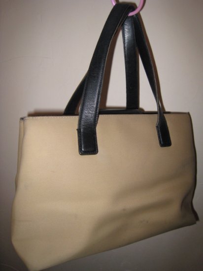 authentic coach black tan leather purse tote handbag office bag women's accessory