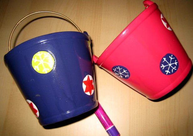 POTS PINK PURPLE SET OF 2 garden plant flower arrangement bucket potting home gardening candy bowl