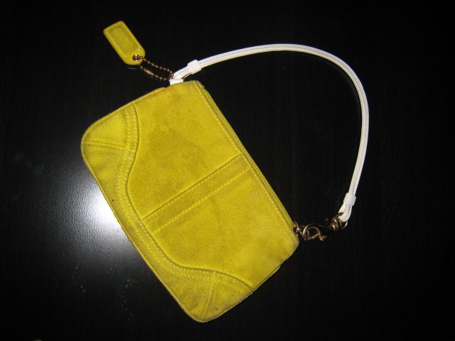 AUTHENTIC COACH SMALL YELLOW SUEDE leather ipod case PURSE handbag bag women's accessory