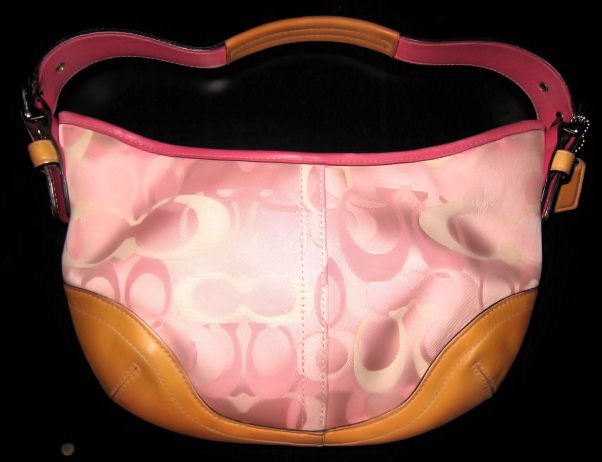 AUTHENTIC Coach Pink Soho Optic Signature Small Hobo Purse Handbag bag women's accessory leather