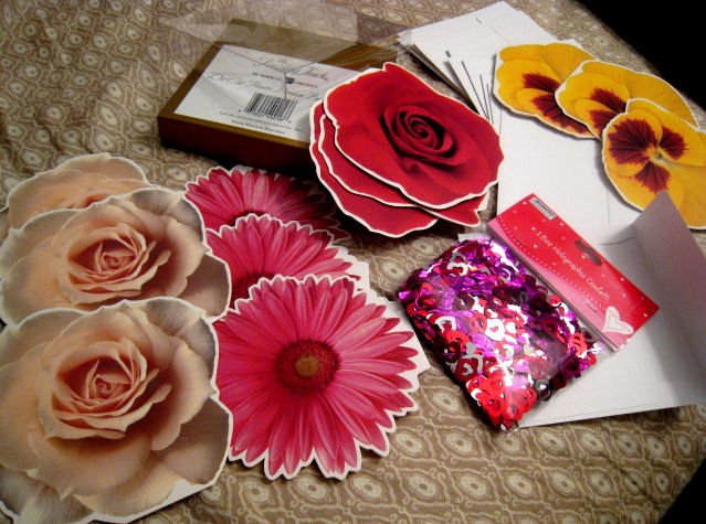 blank FLOWER CARD CARDS GIFT FLOWERS HOME GARDEN + FREE CONFETTI scrapbooking