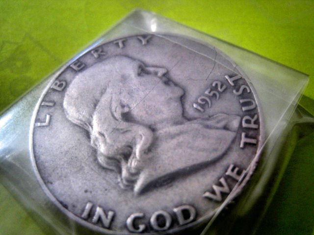 1952-D Ben Franklin Half Dollar Almost Uncirculated (AU) silver coin collection u.s. money bill