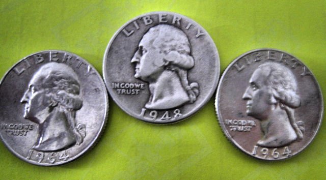 SILVER U.S. COIN MONEY COLLECTION QUARTER HOBBY HOME GARDEN QUARTERS 1964 1948