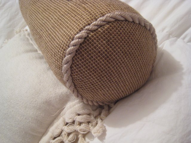 contemporary PILLOW HOME BED DECOR CYLINDER SHAPE SMALL CUTE earthy brown twill 2 tone