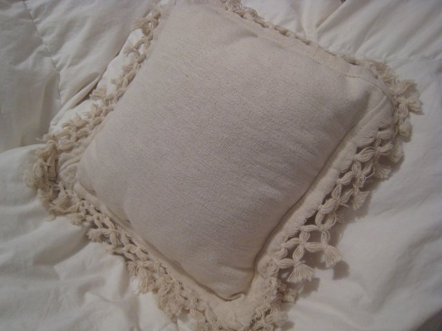 CONTEMPORARY PILLOW TWILL OFF WHITE LACE HOME BED DECOR SOFA